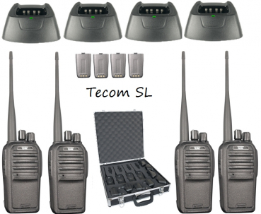 Team Tecom SL 4er Handfunkgeräte-Kofferset PMR16 Freenet VHF UHF Betriebsfunk