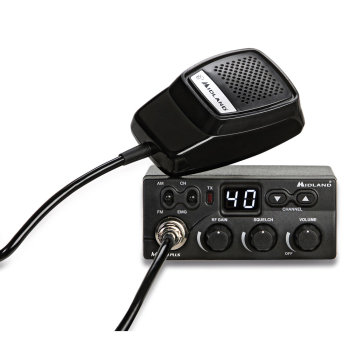 Midland M Zero Plus, CB Funk, AM/FM inkl. 4-pol Mikrofon, 12V KFZ Adapter, Einbauhalterung