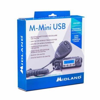 Midland M-Mini USB, CB-Funkgerät Multistandard mit USB-Ladebuchse, Mikrofon, Halterung