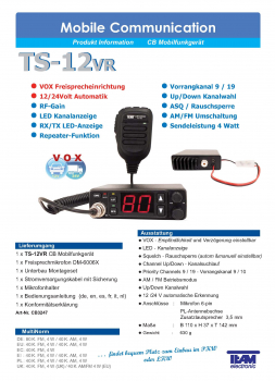 Team TS-12vr Mobilgerät 12/24V Repeater