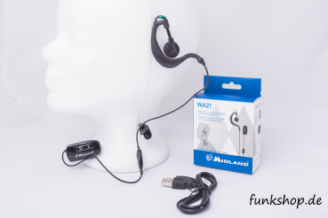 MIDLAND WA21 Bluetooth Headset mit PTT-Taste für WA-Dongle