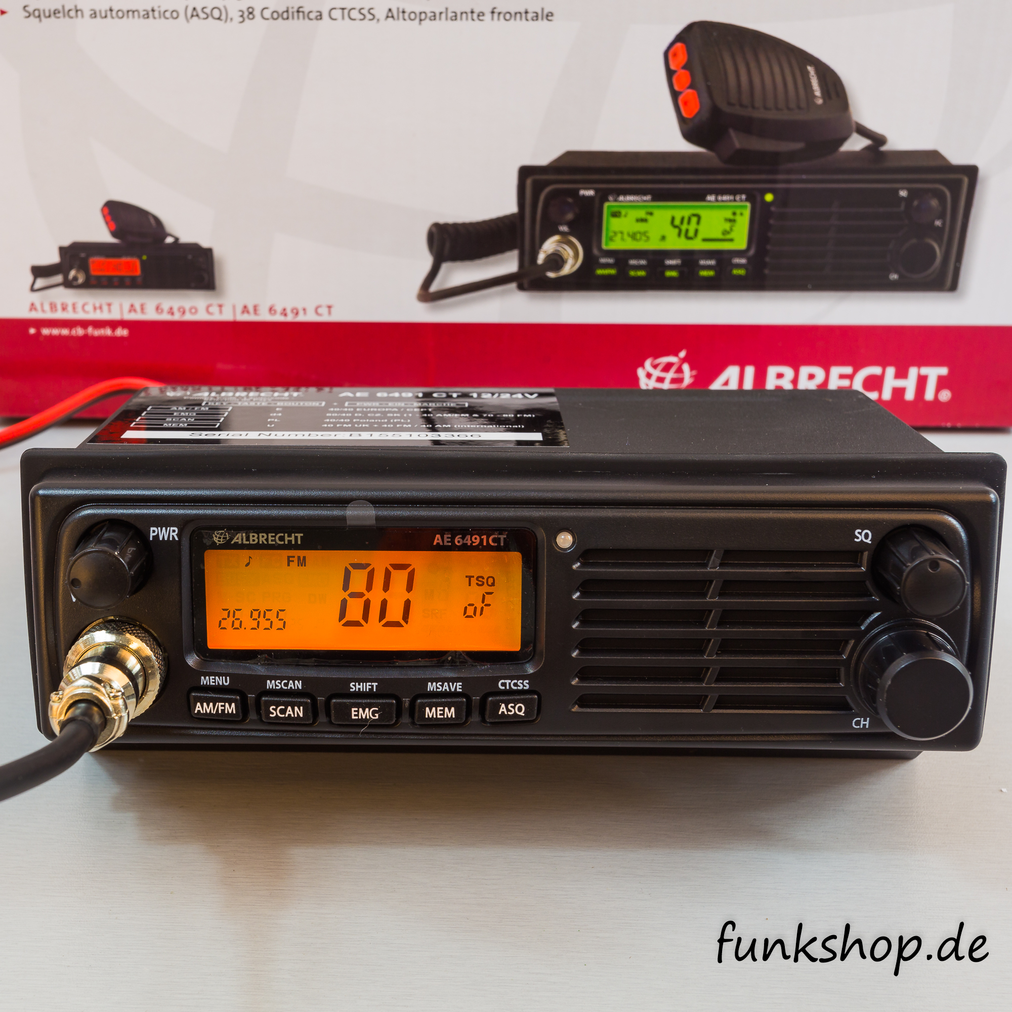 Albrecht AE 6491 NRC 12648.02 CB-Funkgeraet & T-27 komplett, CB-Funk  Antenne 60cm Länge, 1/4 Lambda, 4m Kabel, Schwarz (Schwarz)