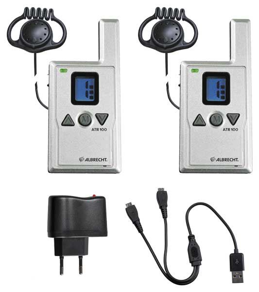 ALBRECHT ATR 100, DUO-SET, inkl.2 ATR100 THS01 Kopfhörer,Lader,Y-Kabel,Lanyards