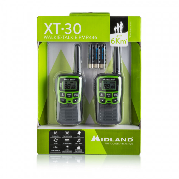 Midland XT30, Paar inkl. 6stk. AAA-Akkus 300mAh, USB Y-Ladekabel
