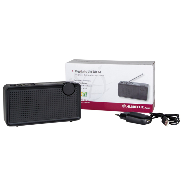 Albrecht DR 62 tragbares Digitalradio, DAB+/UKW integrierter Akku, Netz- oder Akkubetrieb