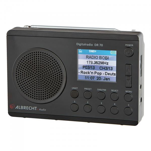 Albrecht DR 70 Digitalradio, DAB+/UKW Farbdisplay, 230V und Batteriebetrieb