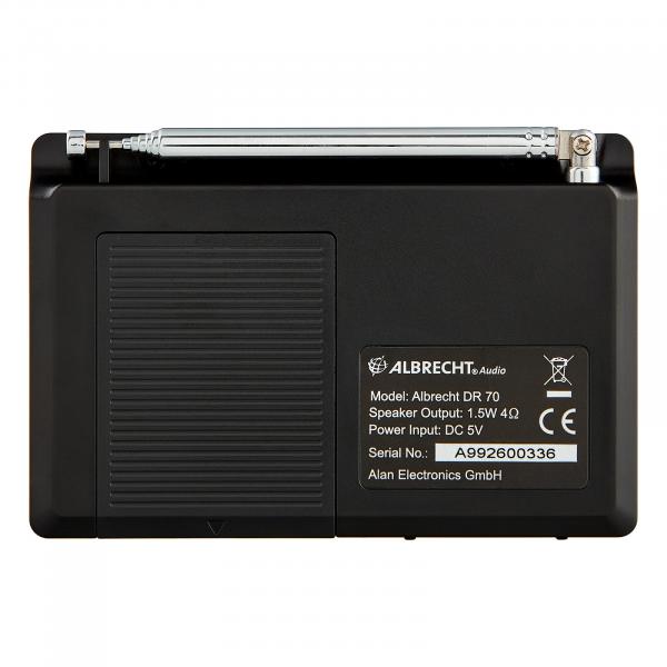 Albrecht DR 70 Digitalradio, DAB+/UKW Farbdisplay, 230V und Batteriebetrieb