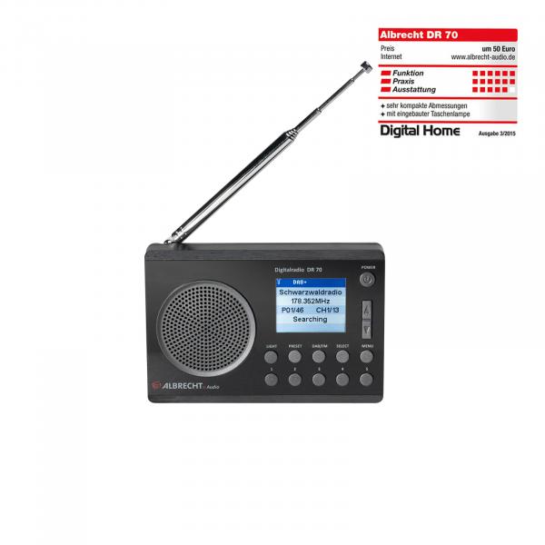 Albrecht DR 70 Digitalradio, DAB+/UKW Farbdisplay, 230V und Batteriebetrieb