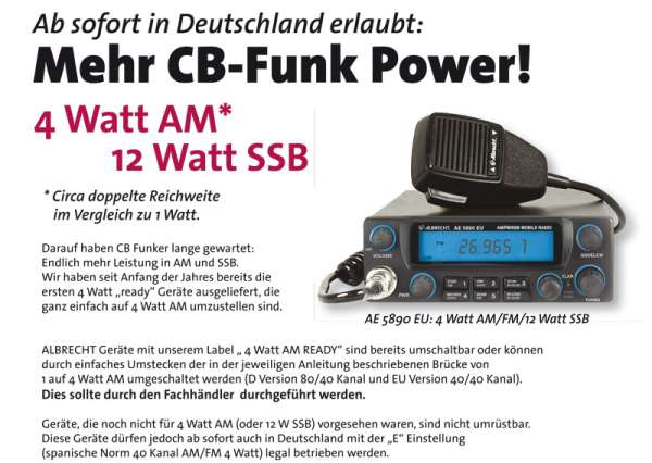 ALBRECHT AE 5890 EU,CB Mobil,Multi 4 Watt AM/FM, 12 Watt SSB