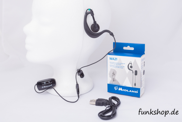 MIDLAND WA21 Bluetooth Headset mit PTT-Taste für WA-Dongle