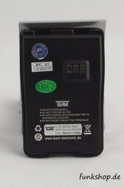 APP-TeCom-IP3/- IPDA32/-IPZ5/-IPX5 Li-Ion-Akkupack 7,4 Volt / 1600 mAh